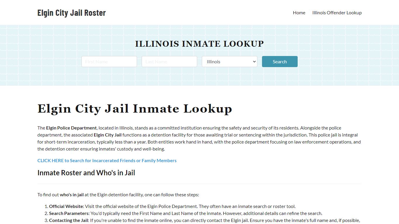 Elgin Police Department & City Jail, IL Inmate Roster, Arrests, Mugshots