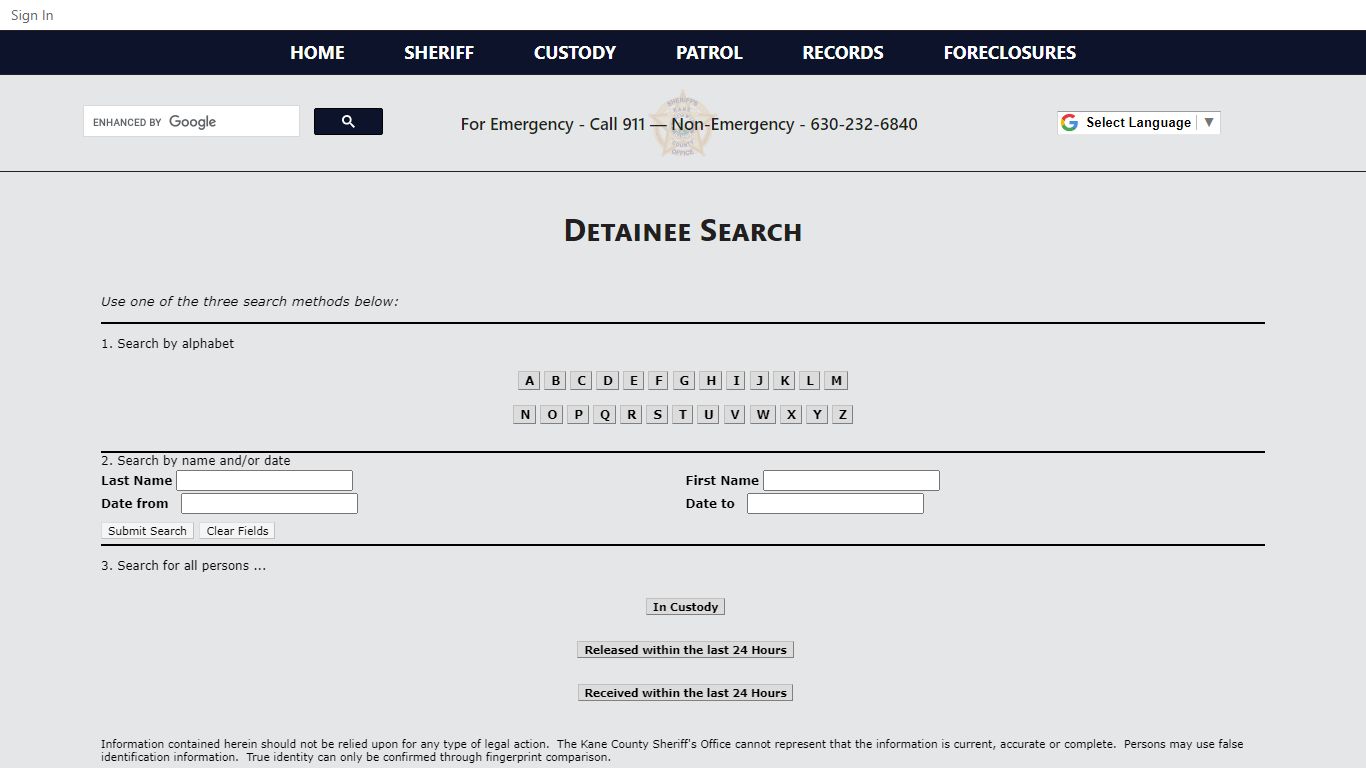 Detainee Search