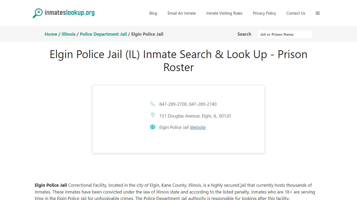 Elgin Police Jail (IL) Inmate Search & Look Up - Prison Roster